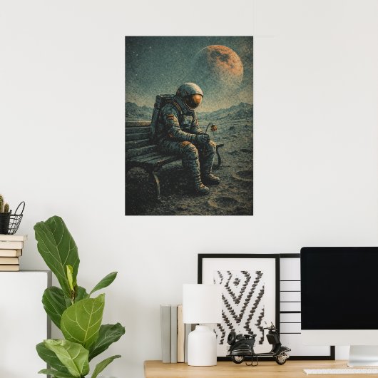 Retro-Future Astronaut, Sci-Fi Space Abstract Art ポスター (ホームオフィス)