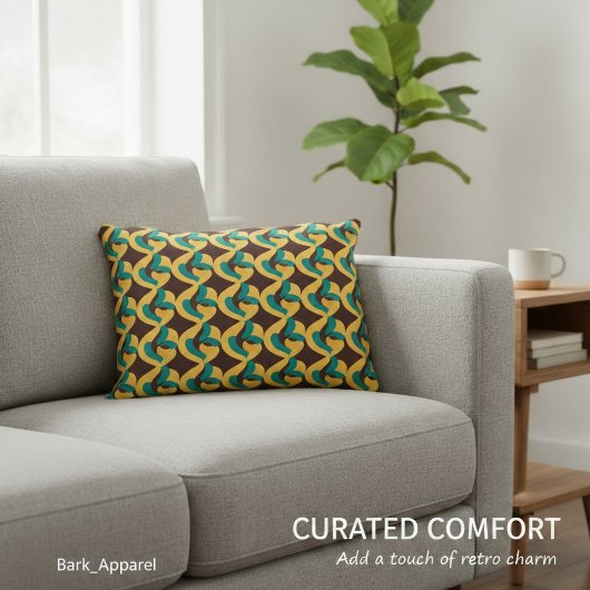 Retro Futurism Waves Pattern アクセントクッション