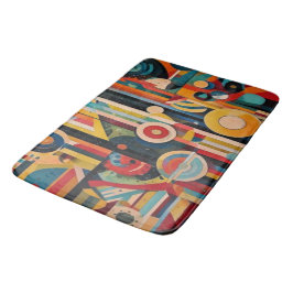Retro-Futurist Abstract Geometric Bath Mat バスマット
