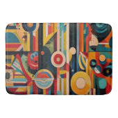 Retro-Futurist Abstract Geometric Bath Mat バスマット (正面)