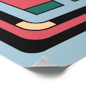 Retro Futurist Art Deco Geometric Peacock ポスター (角)