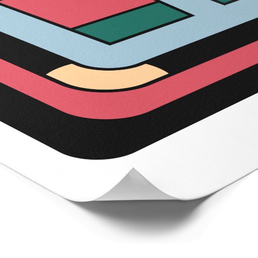 Retro Futurist Art Deco Geometric Peacock ポスター (角)