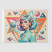 Retro Futurist Girl – Pop Art Portrait Decoupage 薄葉紙 (正面)