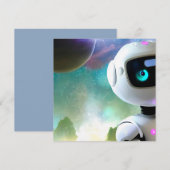 Retro Futuristic Friendly Robot Character 招待状 (正面/裏面)