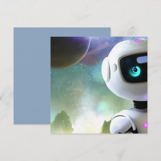 Retro Futuristic Friendly Robot Character 招待状 (正面/裏面)