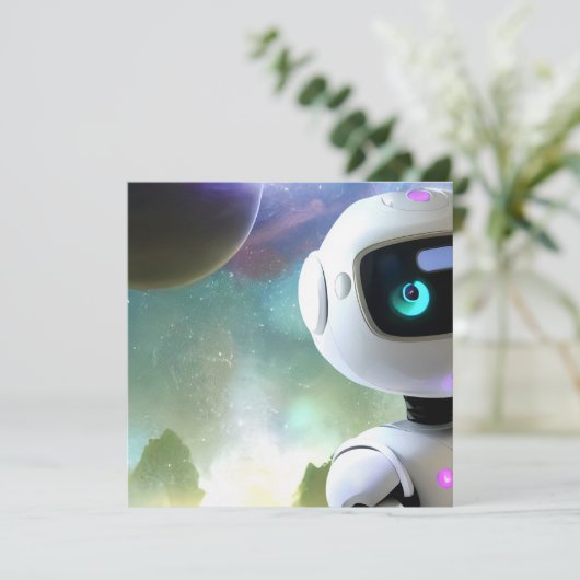 Retro Futuristic Friendly Robot Character 招待状 (スタンド正面)