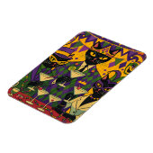 Retro Futuristic Mardi Gras Black Cat Martini Club マグネット (左側)