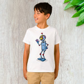 Retro Futuristic Robot Character Waving Tシャツ
