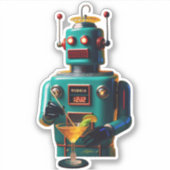 Retro Futuristic Robot ROBIA 12J2 Mixologist シール (正面)