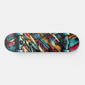 Retro-Futuristic Tech Street Art Skateboard 11 スケートボード (横)