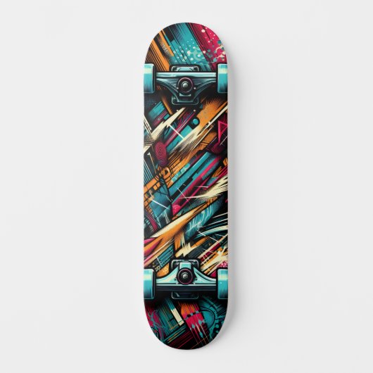 Retro-Futuristic Tech Street Art Skateboard 11 スケートボード (正面)