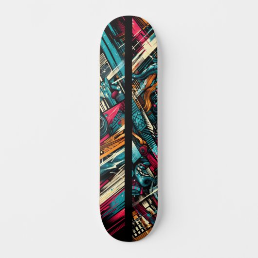 Retro-Futuristic Tech Street Art Skateboard 12 スケートボード (正面)
