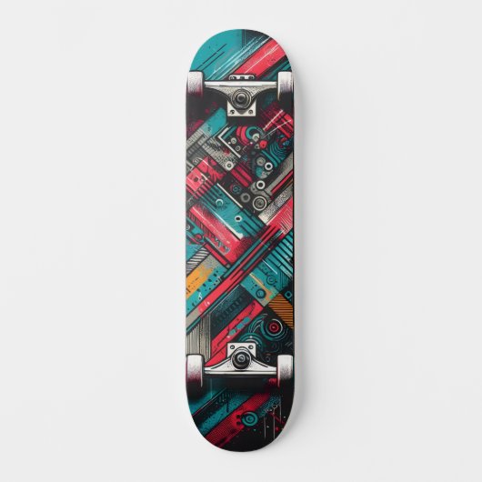 Retro-Futuristic Tech Street Art Skateboard 17 スケートボード (正面)