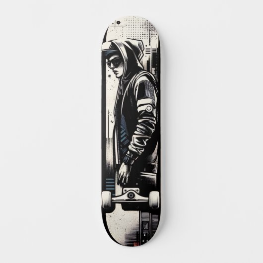 Retro-Futuristic Tech Street Art Skateboard 19 スケートボード (正面)