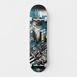 Retro-Futuristic Tech Street Art Skateboard 1 スケートボード