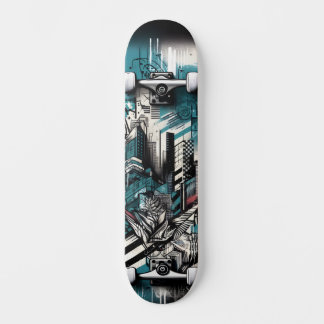 Retro-Futuristic Tech Street Art Skateboard 1 スケートボード