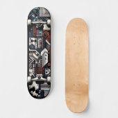 Retro-Futuristic Tech Street Art Skateboard 20 スケートボード (正面)