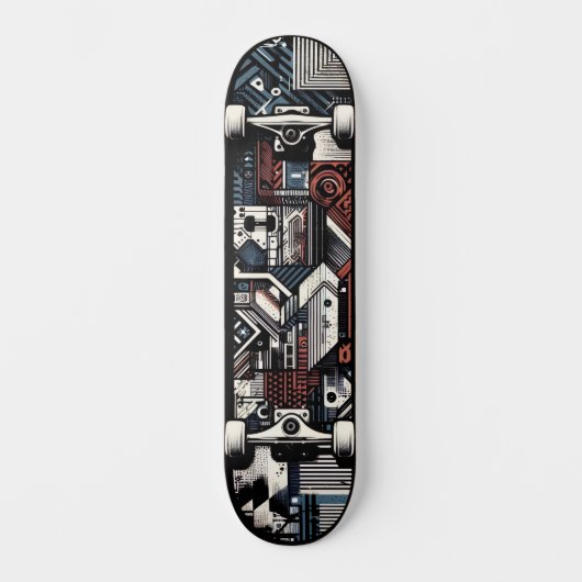 Retro-Futuristic Tech Street Art Skateboard 20 スケートボード (正面)