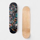 Retro-Futuristic Tech Street Art Skateboard 21 スケートボード (正面)