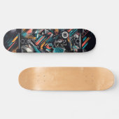 Retro-Futuristic Tech Street Art Skateboard 21 スケートボード (横)