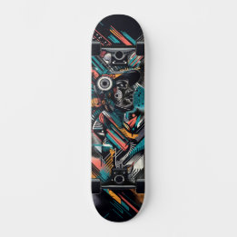 Retro-Futuristic Tech Street Art Skateboard 21 スケートボード