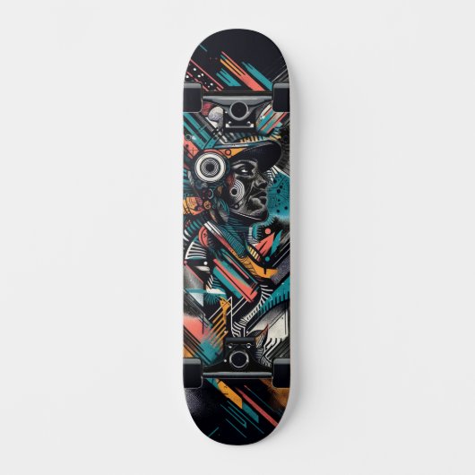 Retro-Futuristic Tech Street Art Skateboard 21 スケートボード (正面)