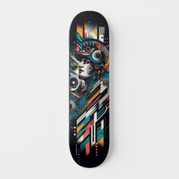 Retro-Futuristic Tech Street Art Skateboard 22 スケートボード