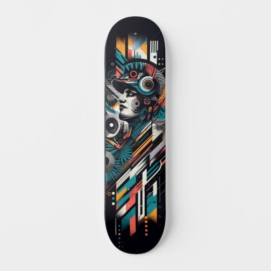 Retro-Futuristic Tech Street Art Skateboard 22 スケートボード (正面)