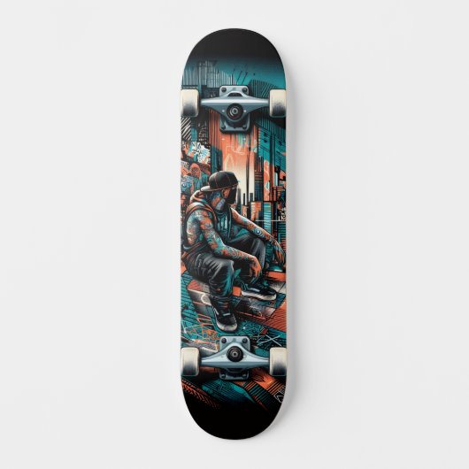 Retro-Futuristic Tech Street Art Skateboard 25 スケートボード (正面)
