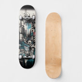 Retro-Futuristic Tech Street Art Skateboard 2 スケートボード (正面)
