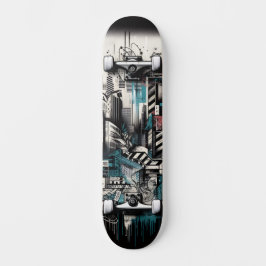 Retro-Futuristic Tech Street Art Skateboard 2 スケートボード
