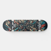 Retro-Futuristic Tech Street Art Skateboard 32 スケートボード (横)