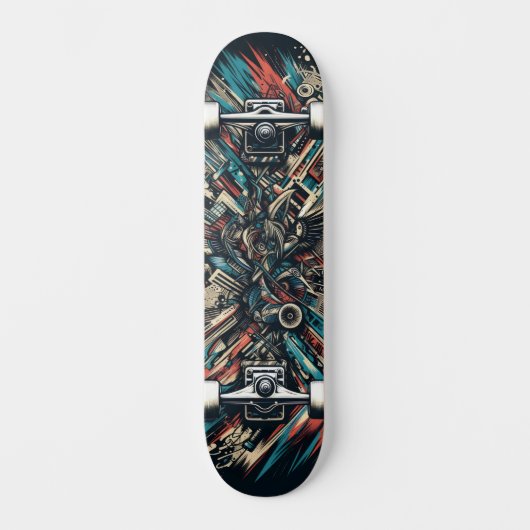 Retro-Futuristic Tech Street Art Skateboard 32 スケートボード (正面)