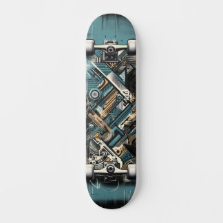 Retro-Futuristic Tech Street Art Skateboard 34 スケートボード