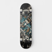 Retro-Futuristic Tech Street Art Skateboard 35 スケートボード (正面)