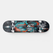 Retro-Futuristic Tech Street Art Skateboard 36 スケートボード (横)
