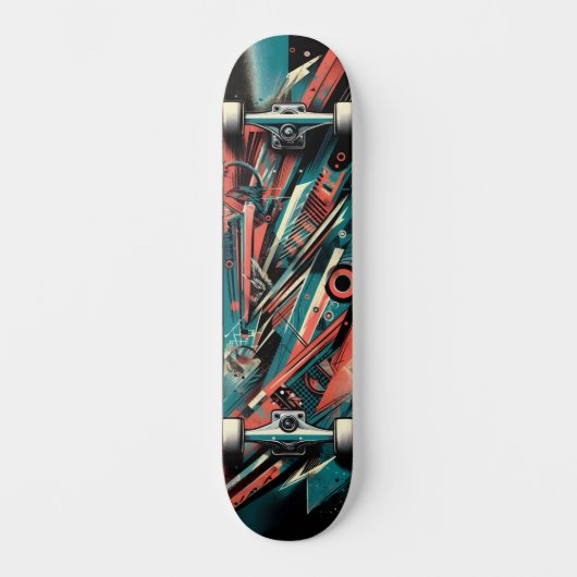 Retro-Futuristic Tech Street Art Skateboard 37 スケートボード (正面)