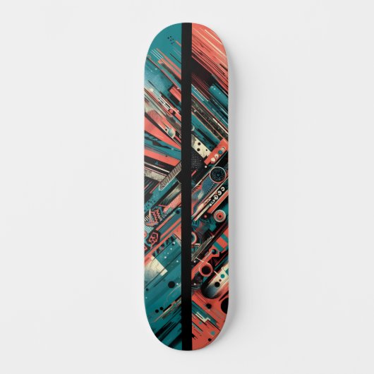 Retro-Futuristic Tech Street Art Skateboard 38 スケートボード (正面)