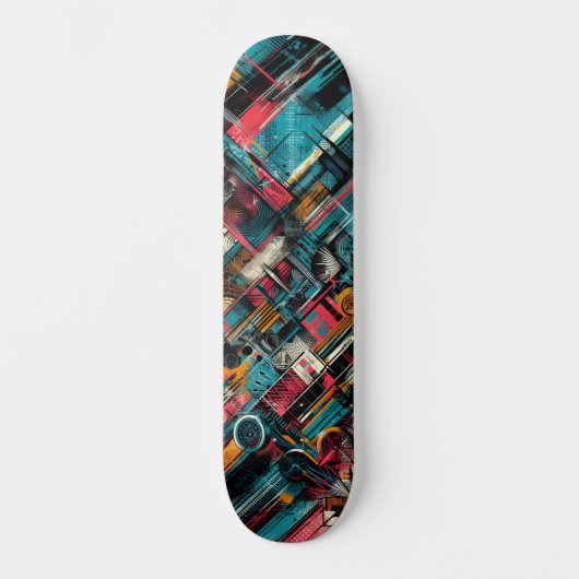 Retro-Futuristic Tech Street Art Skateboard 39 スケートボード (正面)
