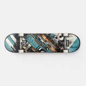 Retro-Futuristic Tech Street Art Skateboard 3 スケートボード (横)