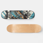 Retro-Futuristic Tech Street Art Skateboard 3 スケートボード (横)