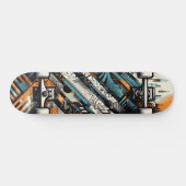 Retro-Futuristic Tech Street Art Skateboard 4 スケートボード (横)