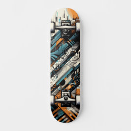 Retro-Futuristic Tech Street Art Skateboard 4 スケートボード
