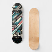 Retro-Futuristic Tech Street Art Skateboard 5 スケートボード (正面)