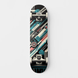 Retro-Futuristic Tech Street Art Skateboard 5 スケートボード