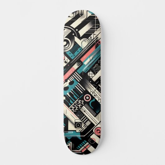Retro-Futuristic Tech Street Art Skateboard 6 スケートボード (正面)