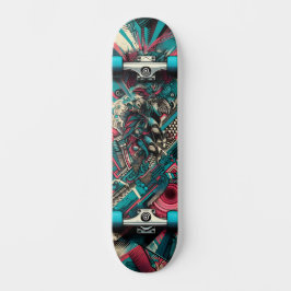 Retro-Futuristic Tech Street Art Skateboard 8 スケートボード