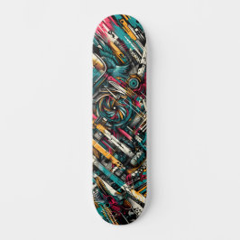 Retro-Futuristic Tech Street Art Skateboard 9 スケートボード