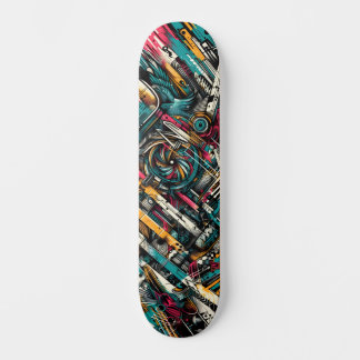 Retro-Futuristic Tech Street Art Skateboard 9 スケートボード