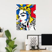 Retro-Gal Poster (pop-art) ポスター (ホームオフィス)